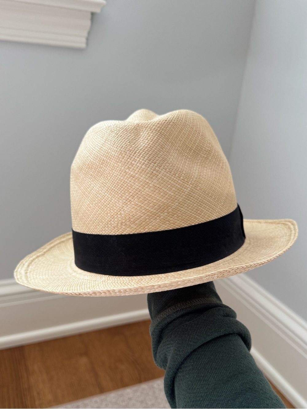 J. Crew collab Natural Straw Panama Hat with Tan Trim